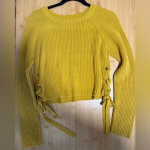 Crop side tie sweater